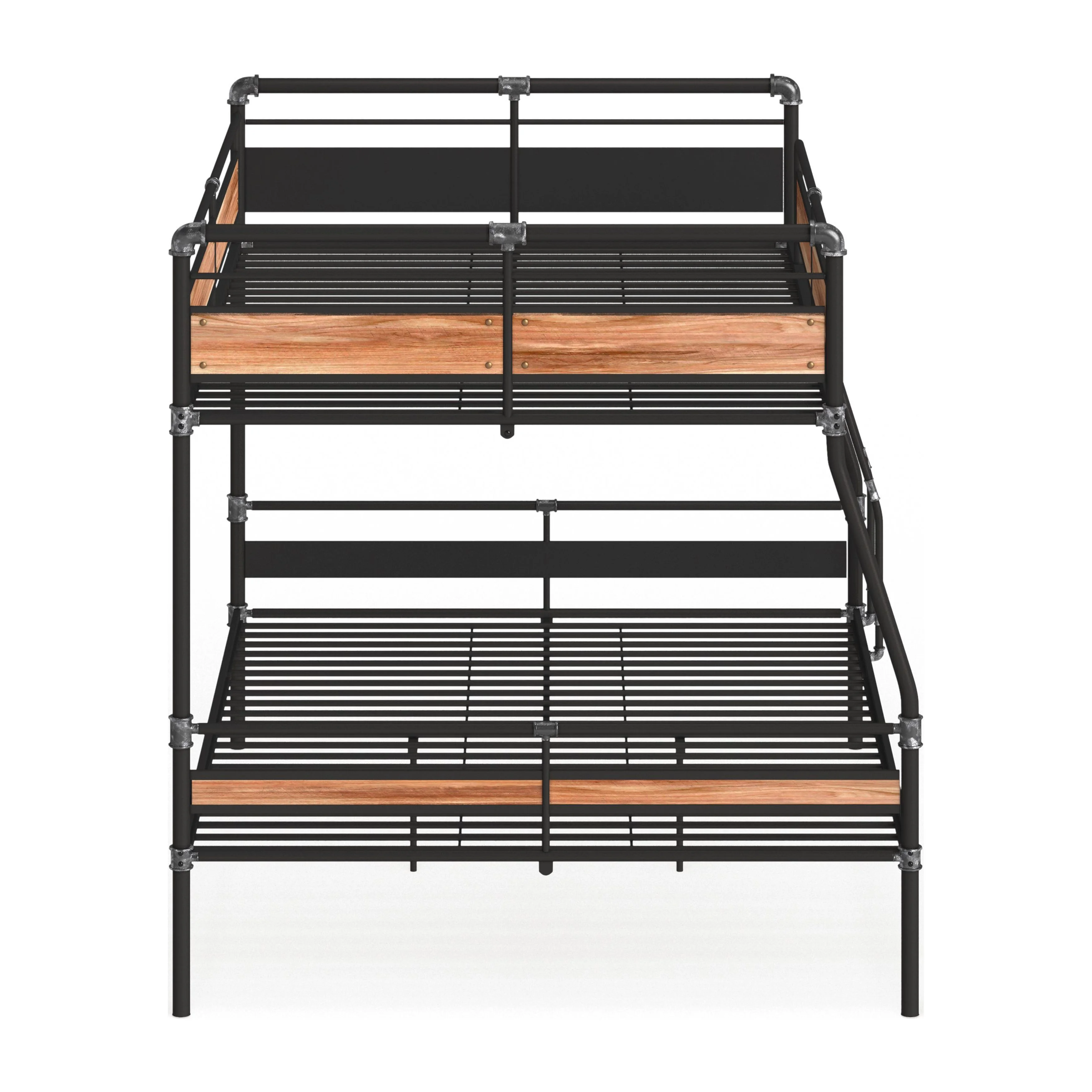 Bowery Hill Full XL over Queen Metal Bunk Bed in Sandy Black