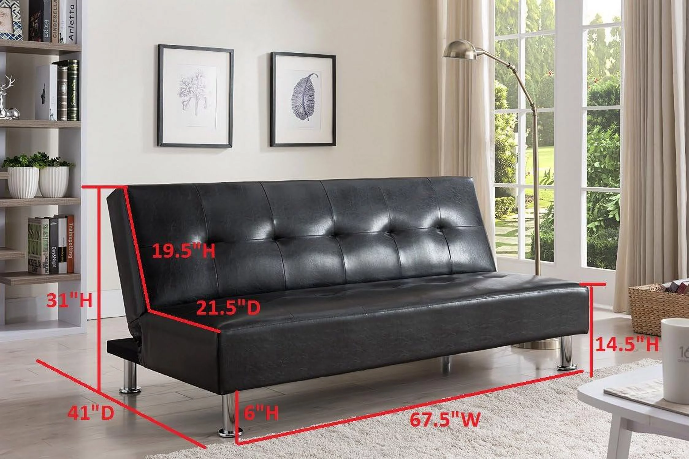 Kings Brand Furniture Black Klik Klak Convertible Sofa Bed Sleeper