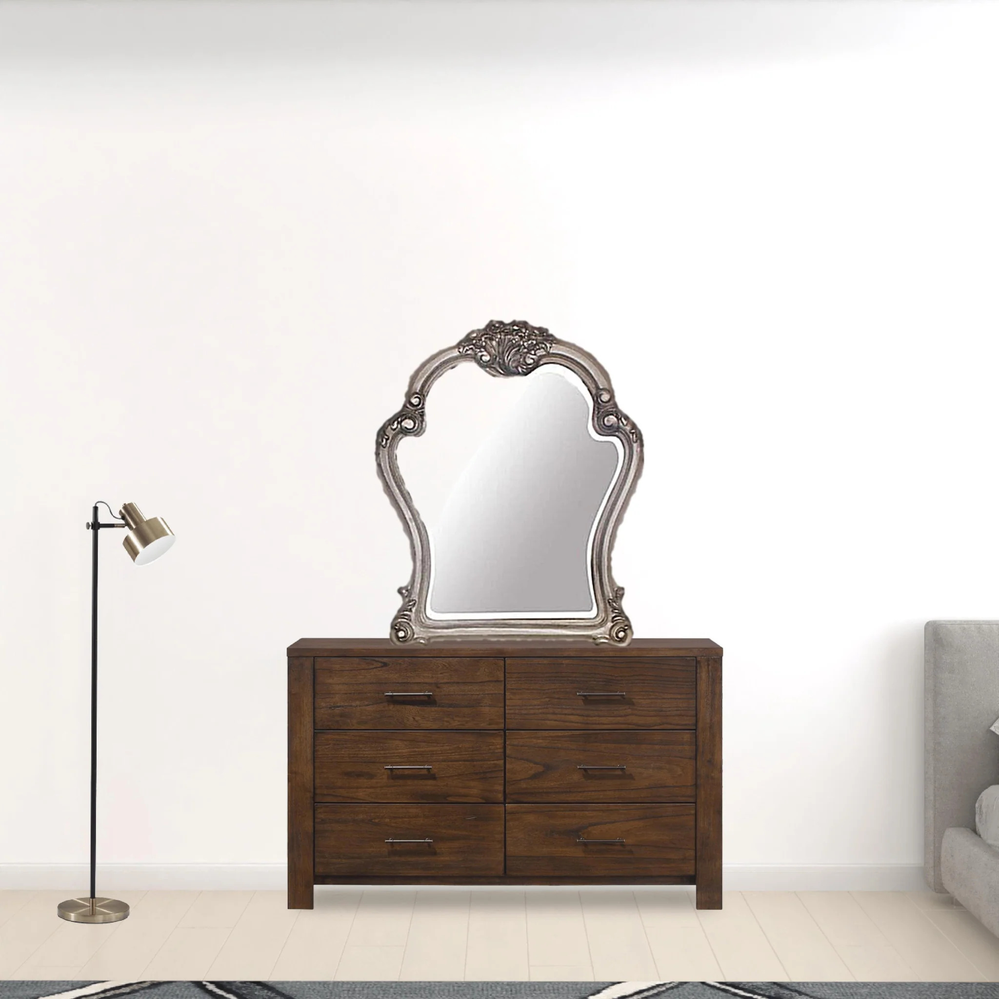 46 Vintage Bone White Irregular Dresser Mirror