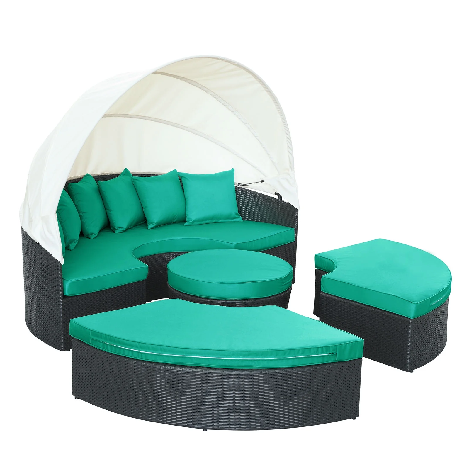 Modway Quest Canopy Outdoor Patio Daybed in Espresso Turquoise