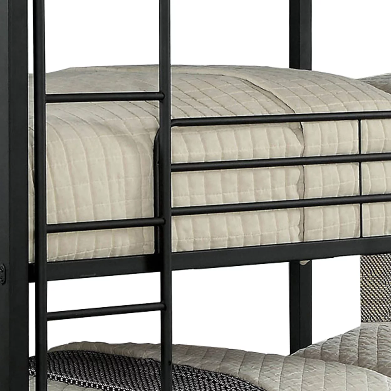Industrial Style Full Triple Decker Bunk Bed with Ladder, Black- Saltoro Sherpi