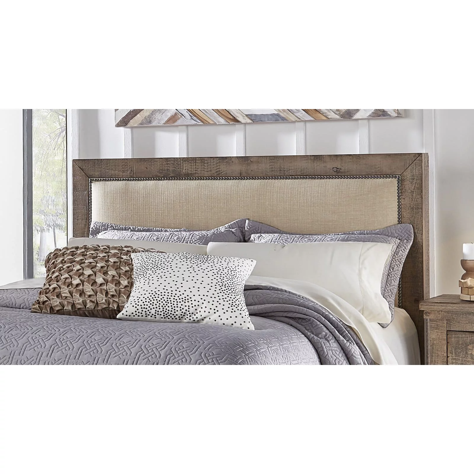 Progressive Furniture Willow Wood King Headboard Distressed Dark Gray
