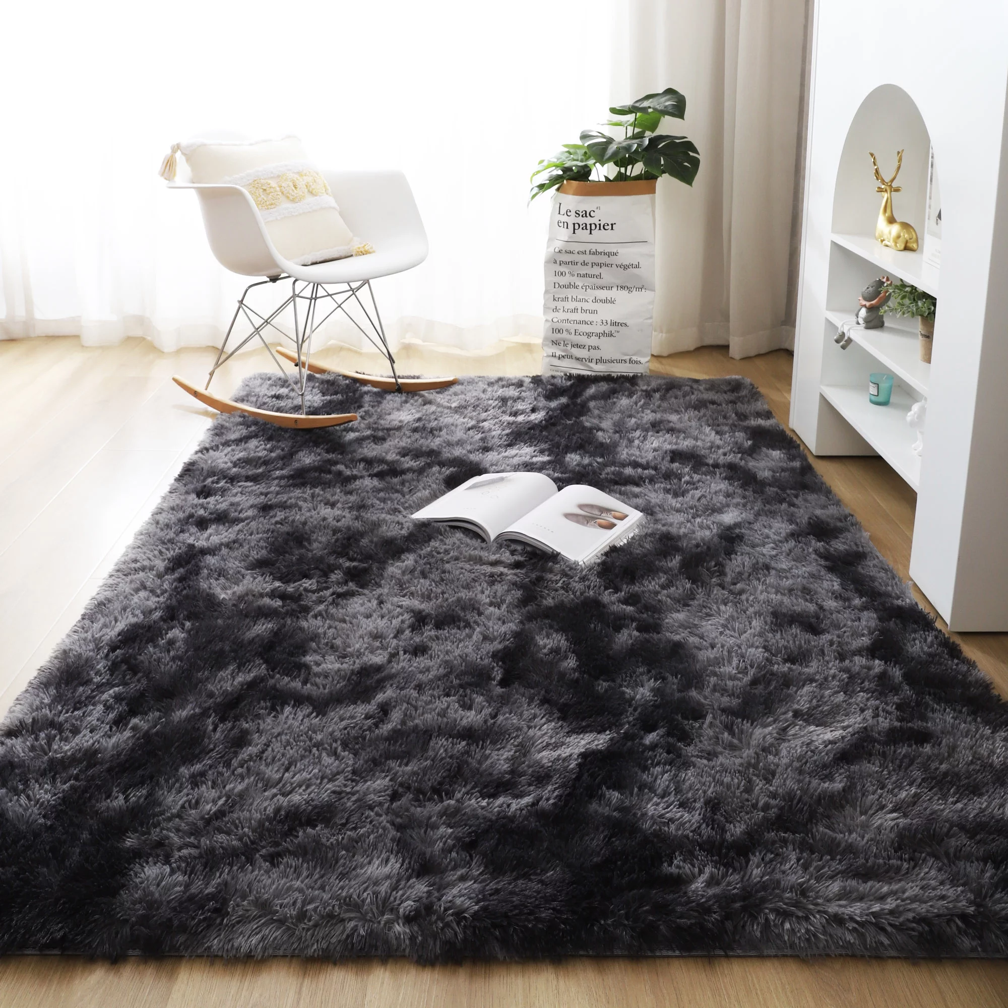 LELINTA Large Area Rug, Soft Silky Smooth Carpet Fluffy Area Rug for Home Kids Bedroom Dormitory Decor Chair Cover Seat Pad Sofa Bedside Anti-Slip Shaggy Throw Rug, 5 Sizes 6 Colors
