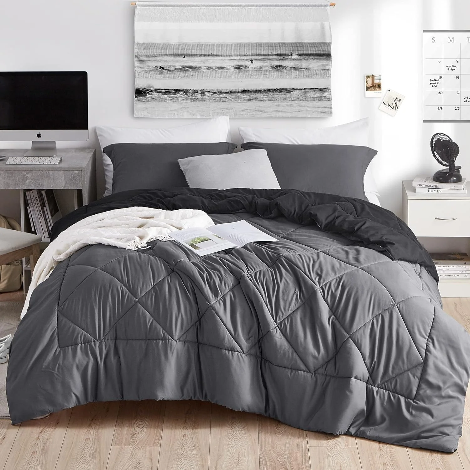 Byourbed Granite Gray/Black Reversible Comforter Twin - Twin XL/Twin XL