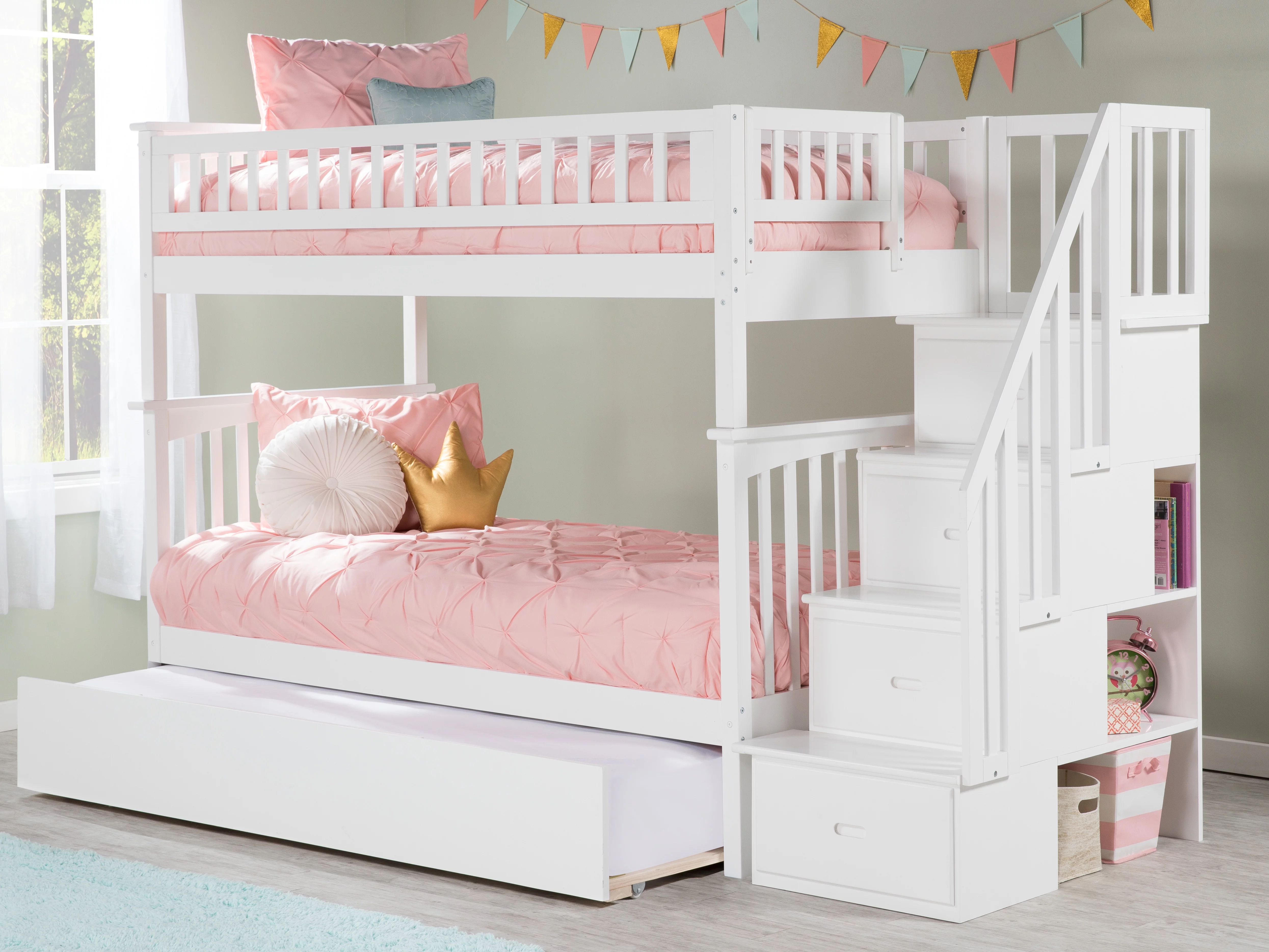Columbia Staircase Bunk Bed Twin over Twin in Multiple Colors and Configurations