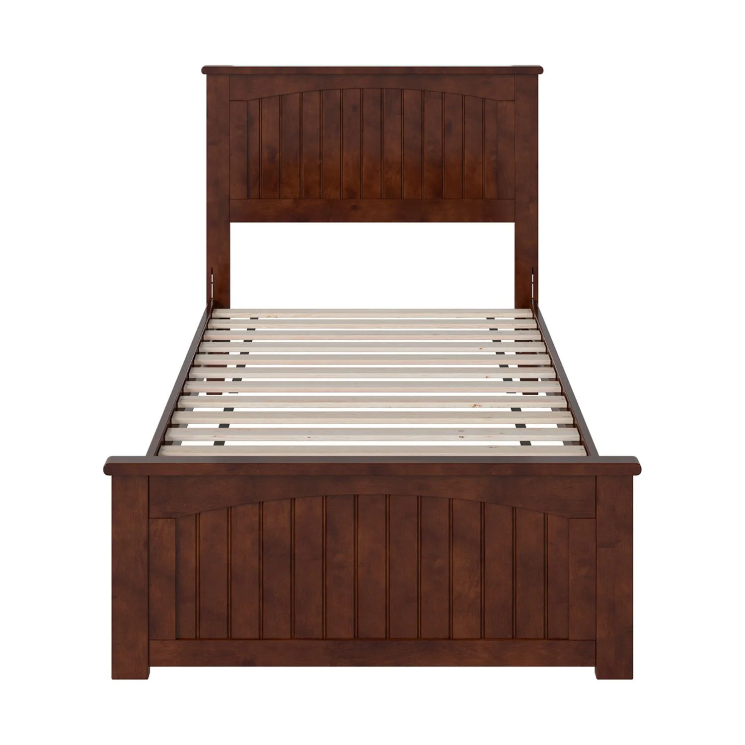 AFI Naples Twin XL Solid Wood Low Profile Platform Bed with Matching Footboard, Walnut
