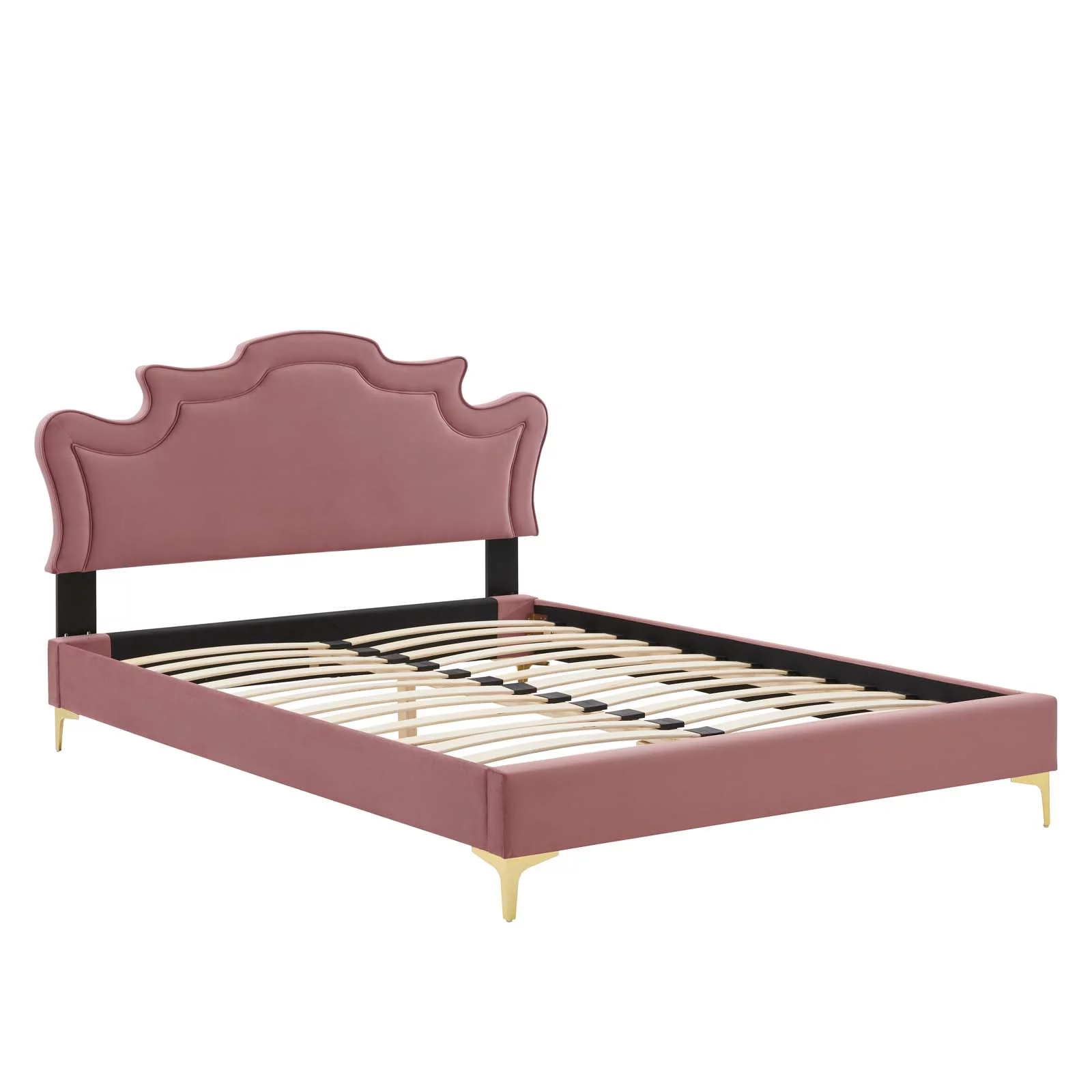 Modway Neena Performance Velvet King Bed in Dusty Rose