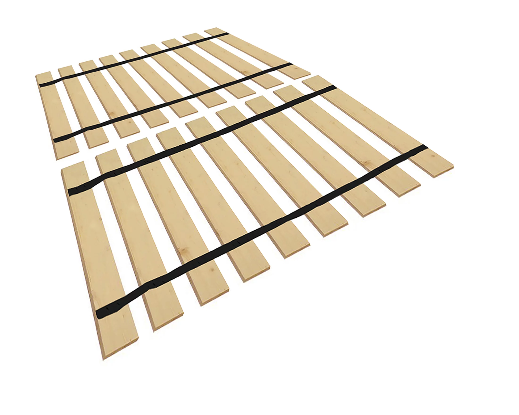 The Furniture King Split Frame King Size Wood Slat Plank Boards Attached with Black Strapping Custom Sizes (39