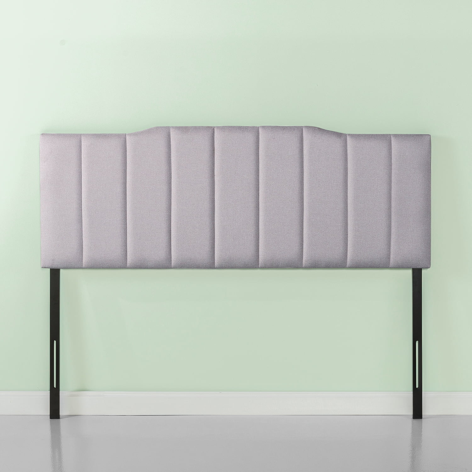 Zinus Satish Upholstered Metal Headboard, Light Grey, Queen