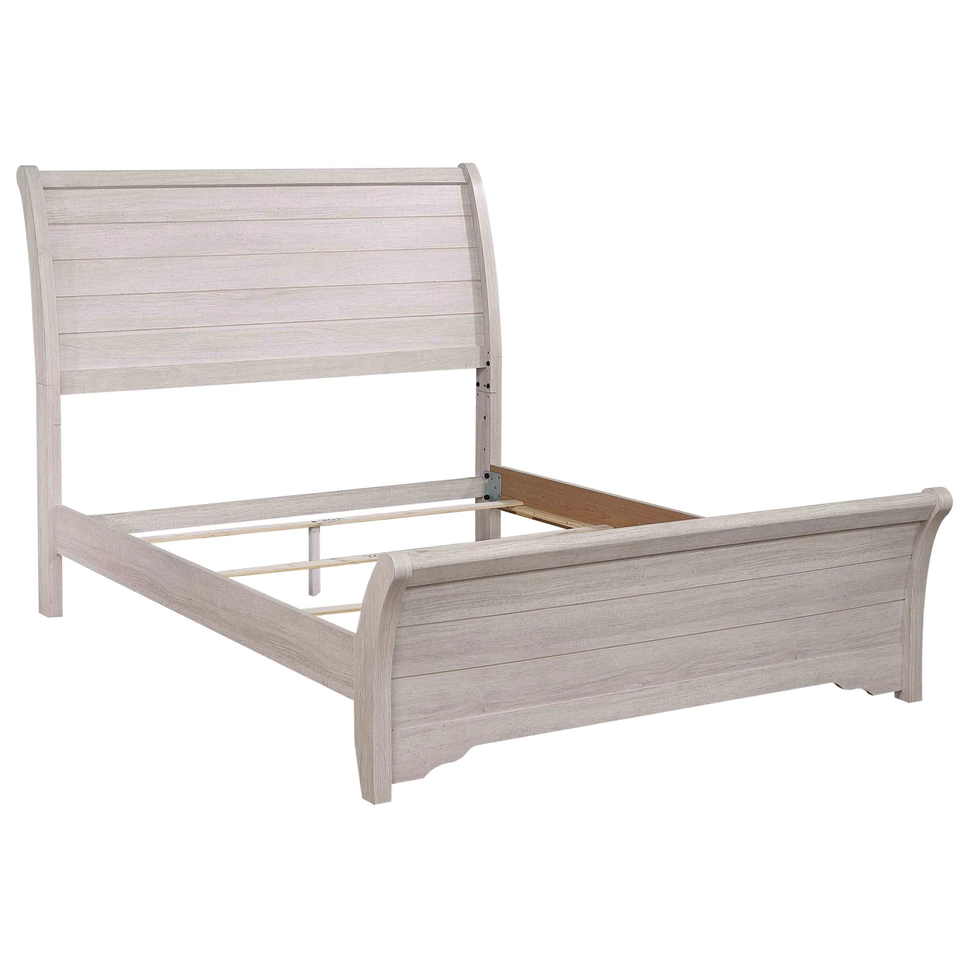 Traditional Rustic Style 3pc King Size Bed and 2x Nightstand Set Bedroom Wooden Furniture Chalk Gray Finish