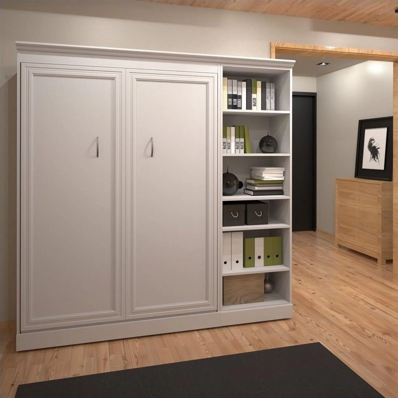 Atlin Designs 84'' Full Wall Bed with Storage Unit White