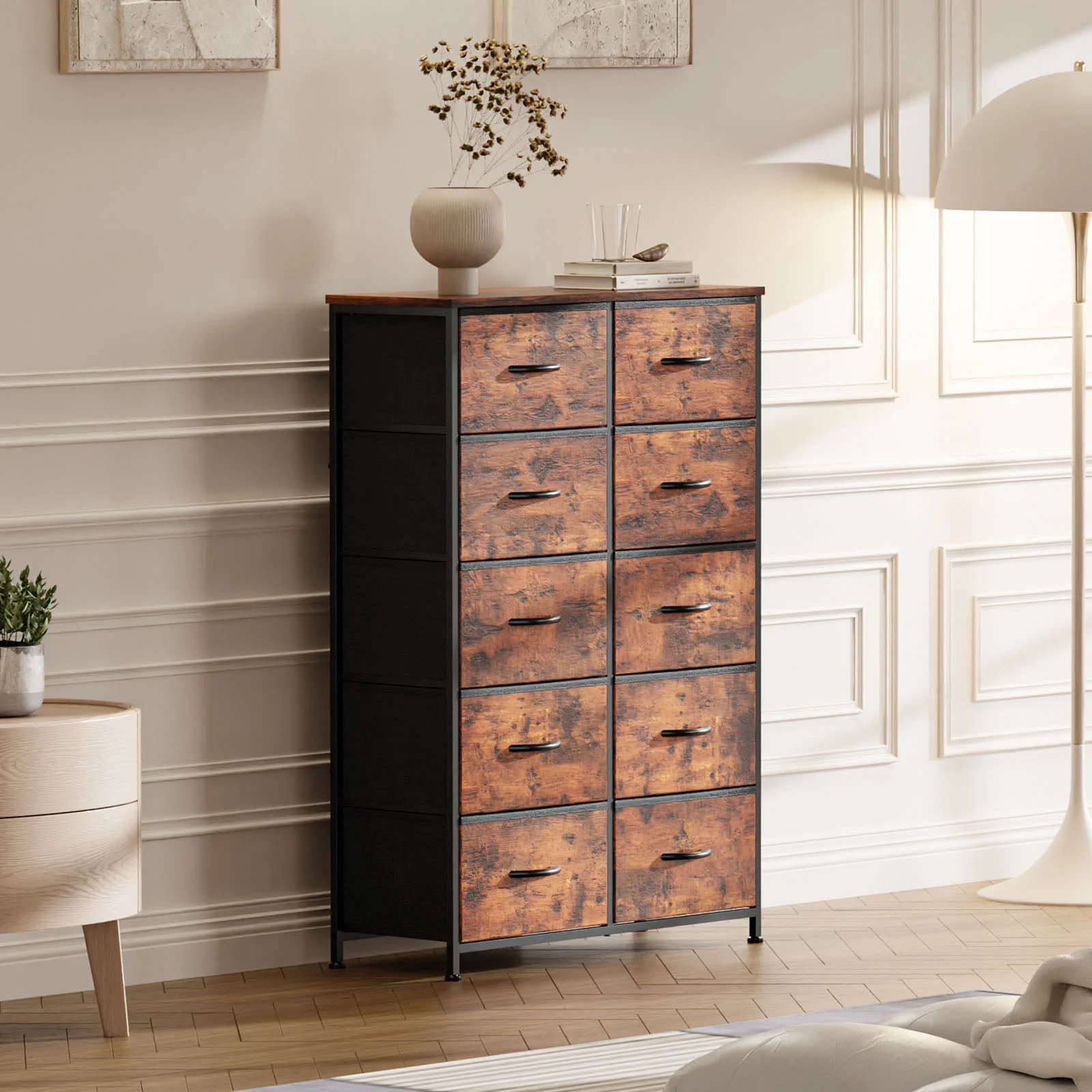 CoSoTower Dresser for Bedroom Storage Drawers, Fabric Storage Tower with 12 Drawers Sturdy Metal Frame