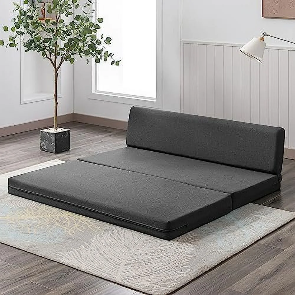 RUNFAYBIU Twin Folding Sofa Couch Bed 8.6" Flip Out Sofa Bed Convertible Sleeper Sofa Bed Comfy Floor Couch Bed Futon Sofa Bed Memory Foam Mattress Linen Fabric Small Couches for Smal