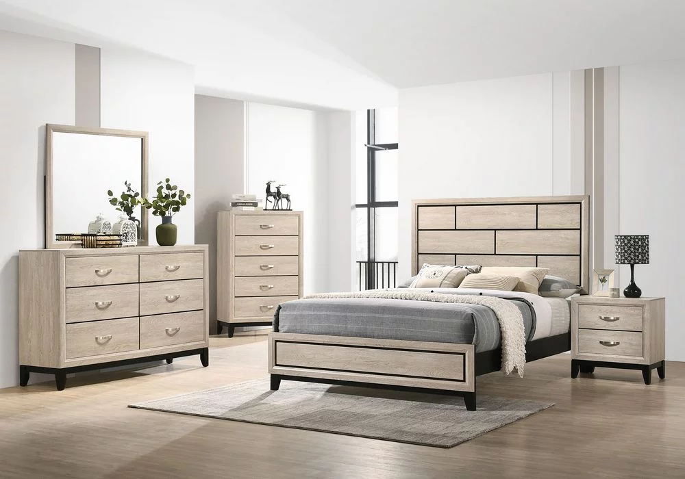 Contemporary Style 1pc Full Size Low-Profile Bed Bedroom Furniture Set Wooden Drift Wood Finish