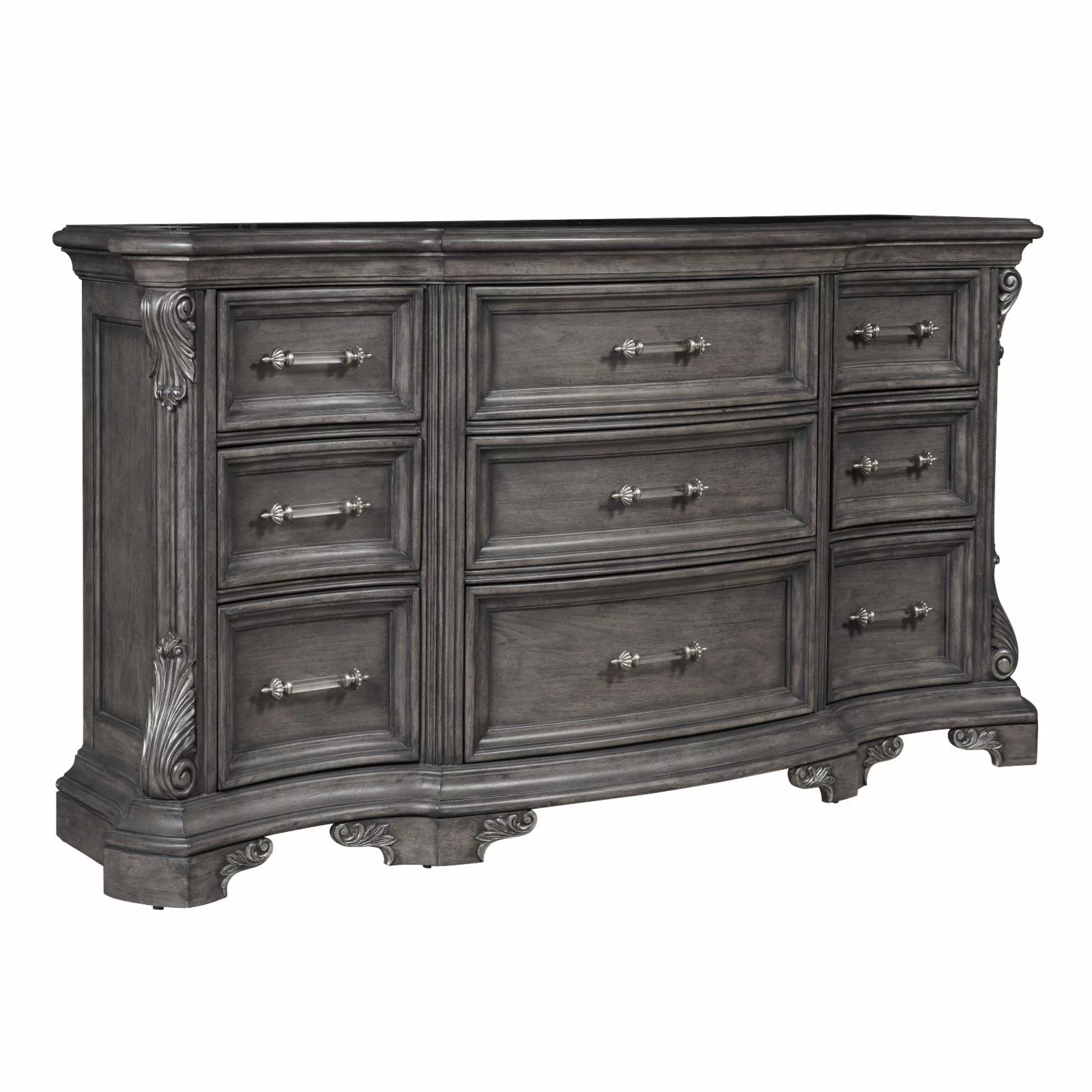 Vivian 9 Drawer Wood Dresser in Gray Finish by Pulaski Furniture