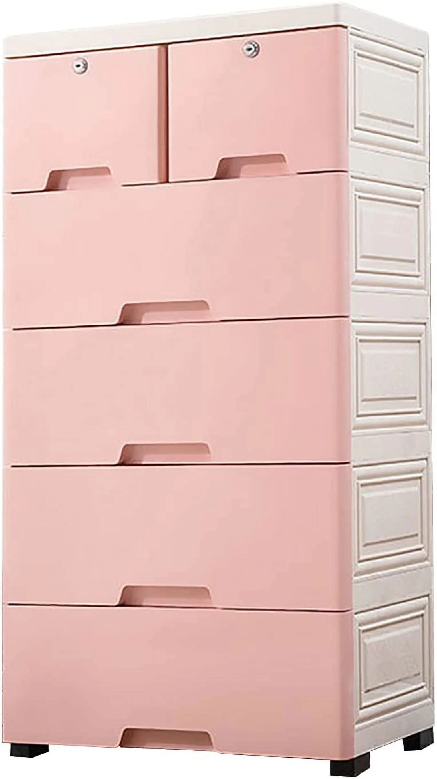 HBBOOMLIFE 5 Layers Plastic Dresser 6 Drawers Dressers Cabinet Tall Dresser for Clothes Toys Plastic Drawer Dresser for Bedroom (Pink)