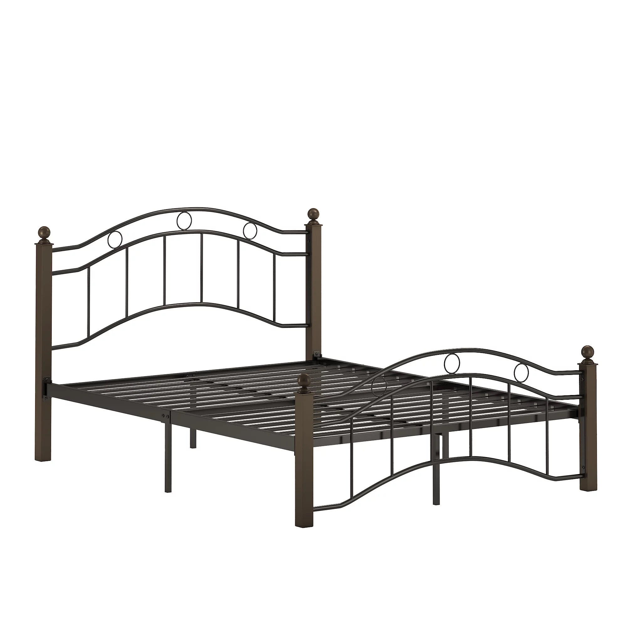 Weston Home Abigail Square Post and Black Metal Platform Full Bed, Brown