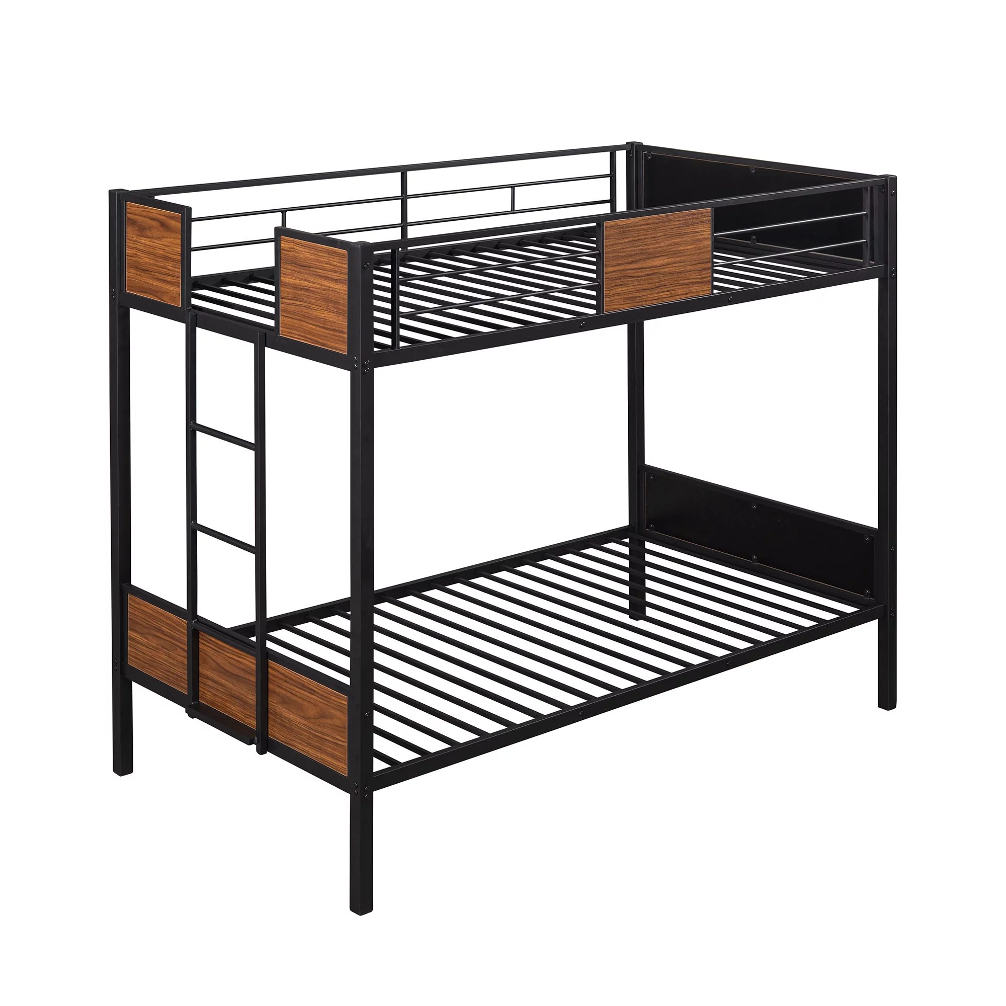 LOAOL Rustic Twin Over Full Metal Bunk Bed, Full Size Bed with Ladder for Bedroom(Without Mattress)