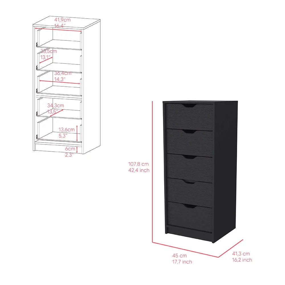 We Have Furniture Raymer 2 Piece Bedroom Set, Nightstand + Dresser, Black Wengue Finish