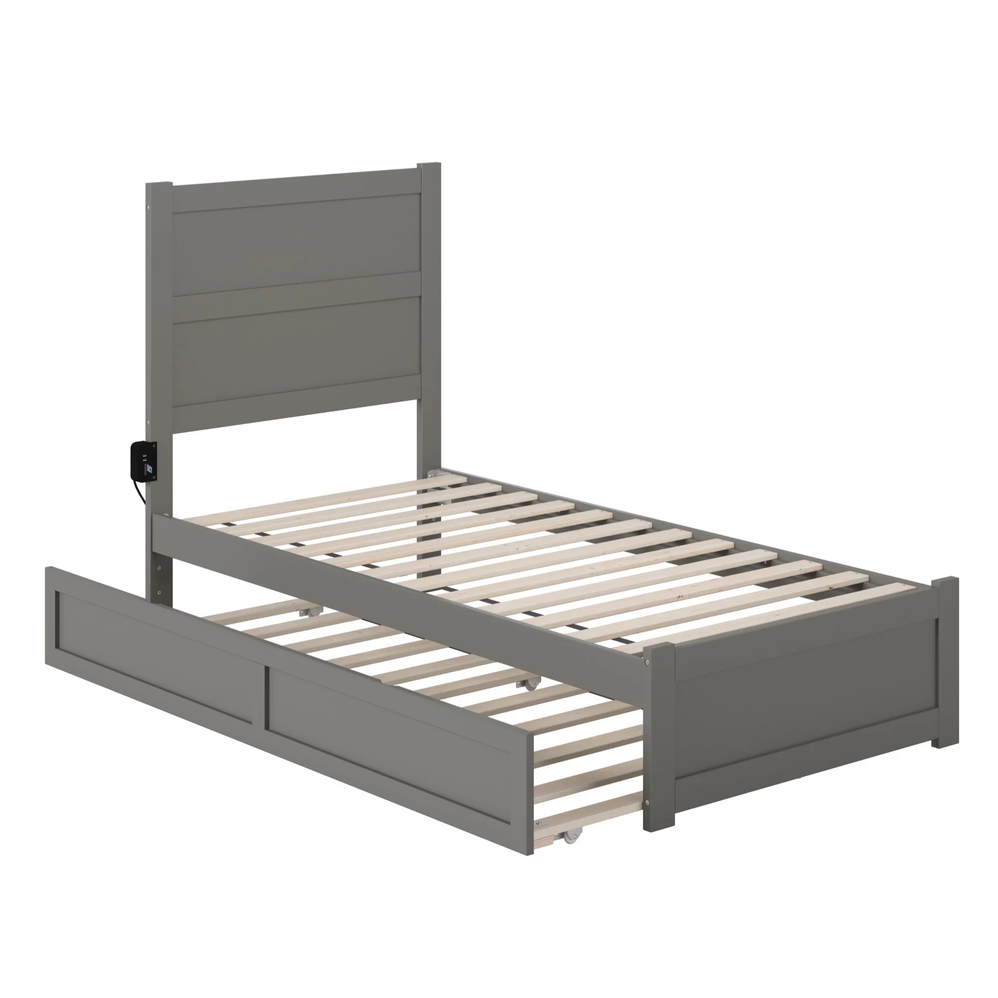 AFI NoHo Wood Twin Bed with Footboard and Twin Trundle in Gray