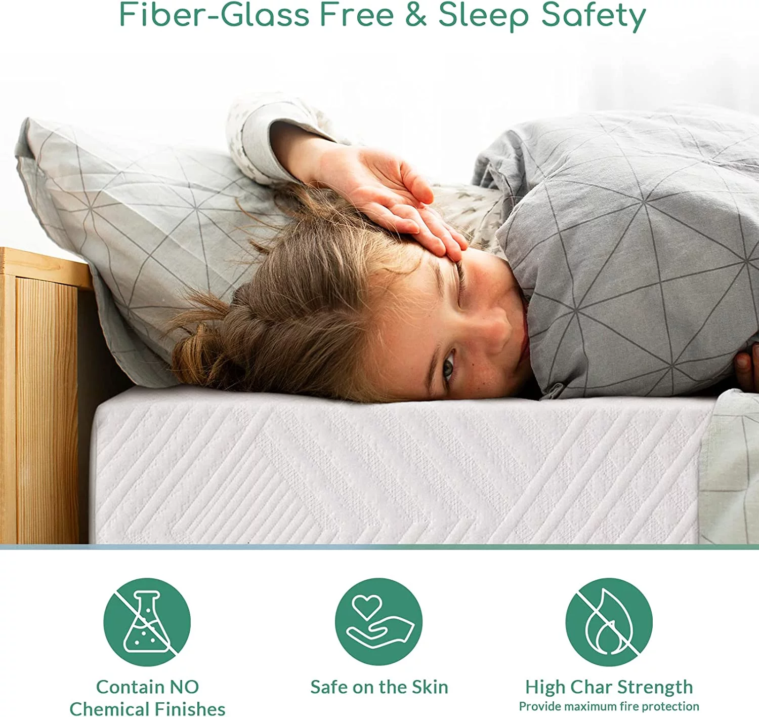 OUWI Twin Mattress, 8 Inch Memory Foam Mattress for Kids, Medium Firm Green Tea Gel Mattress, Twin Size Mattress in a Box, Low Profile for Bunk Bed, Made in USA, CertiPUR-US Certified,White