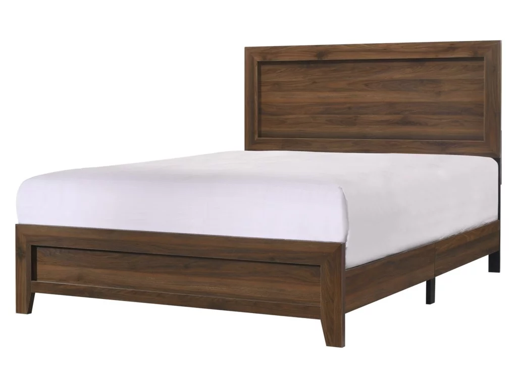 Traditional Brown Cherry Panel Bed Dresser Mirror Nightstand Set 4Pc Queen Size Bedroom Set
