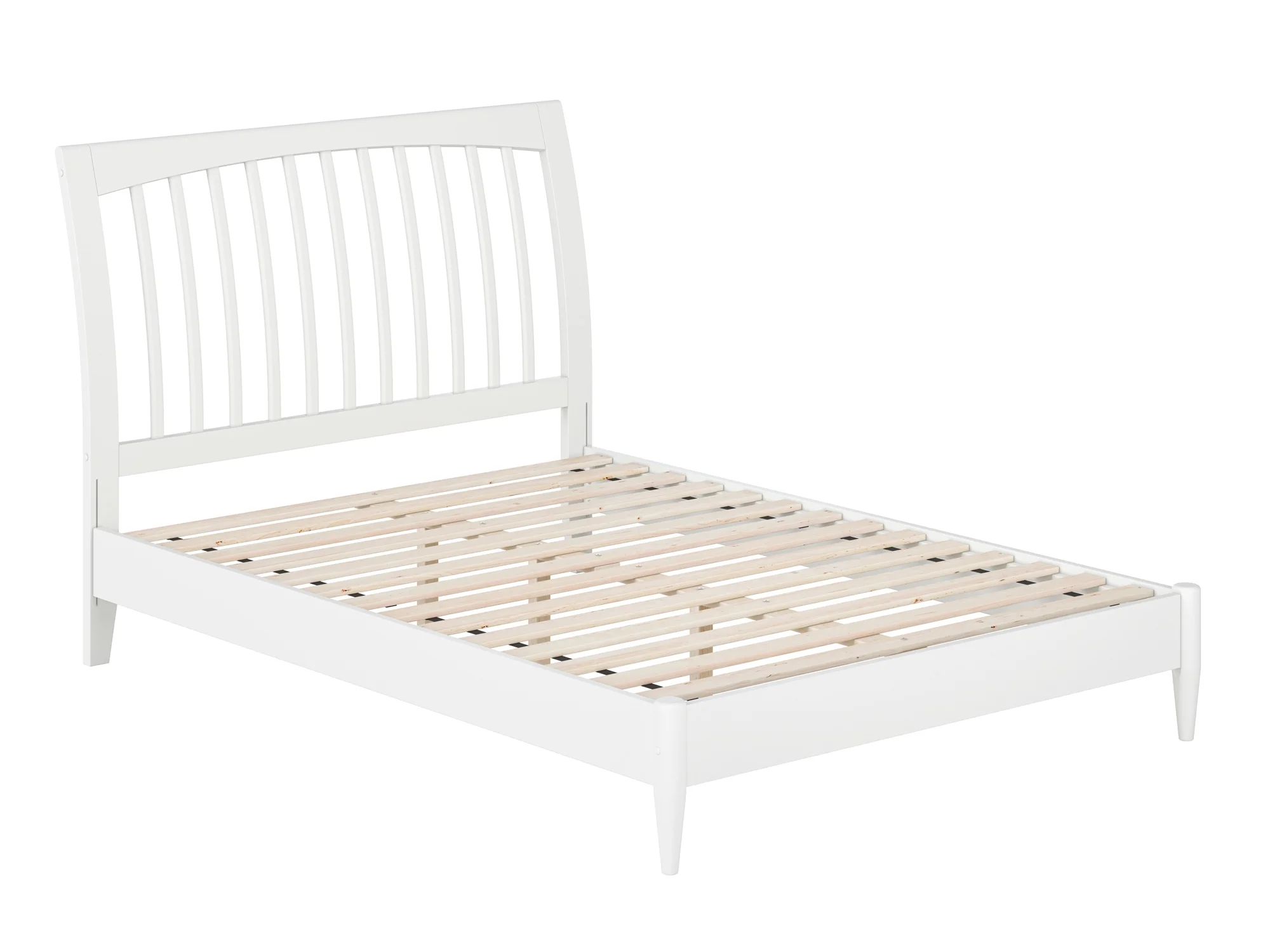 AFI Orleans Full Solid Wood Low Profile Sleigh Platform Bed, White