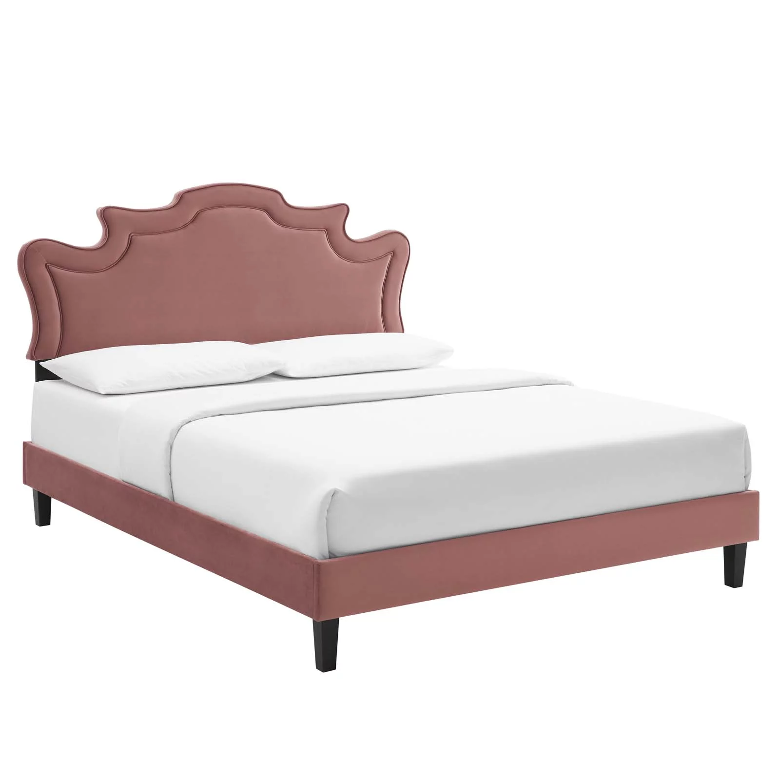 Modway Neena Performance Velvet Queen Bed in Dusty Rose