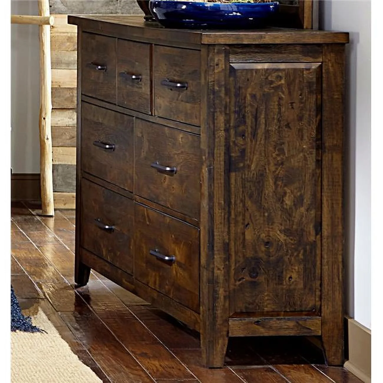 Home Elegance 1957-5 39.5 x 17.75 x 62.5 in. Jerrick Dresser - Rustic Burnished