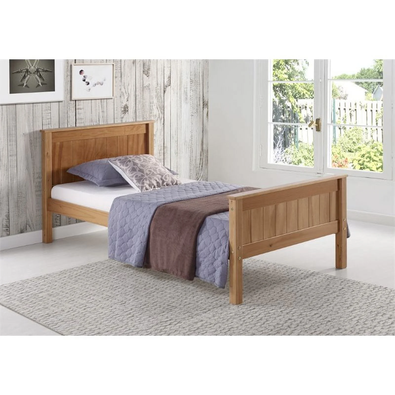 Rosebery Kids Twin Wood Platform Bed in Cinnamon