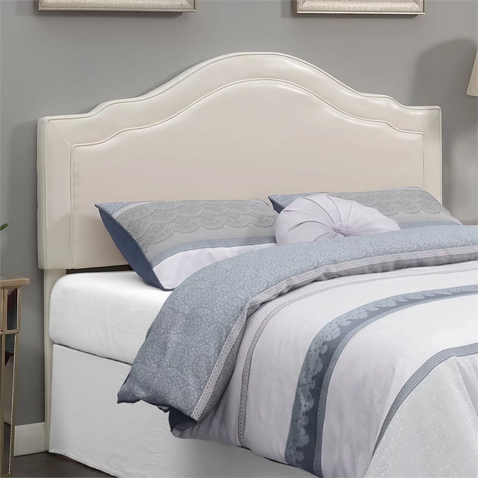 Edmond Cream Faux Leather Upholstered Queen Headboard