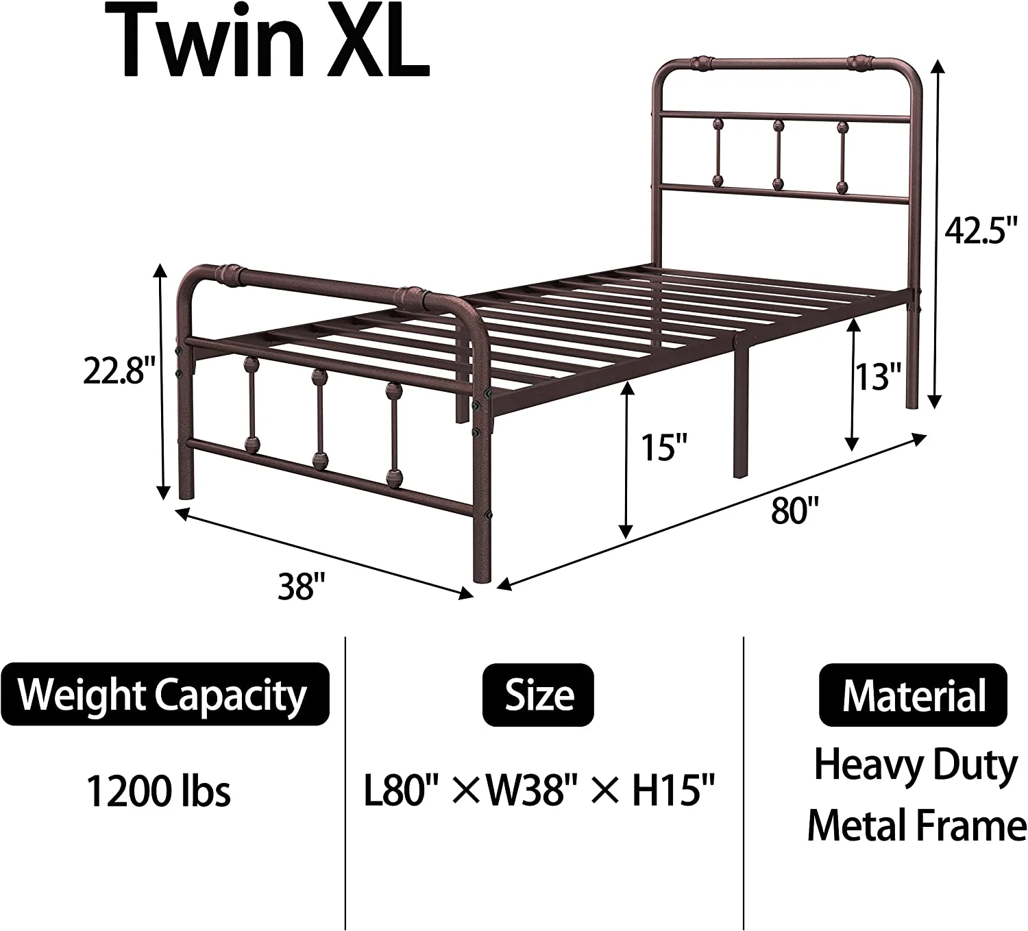 with-Headboard and-Footboard Set - Platform Bed Frame Queen Size no Box Spring Needed Easy to Assemble 13inch Storage(Brown)