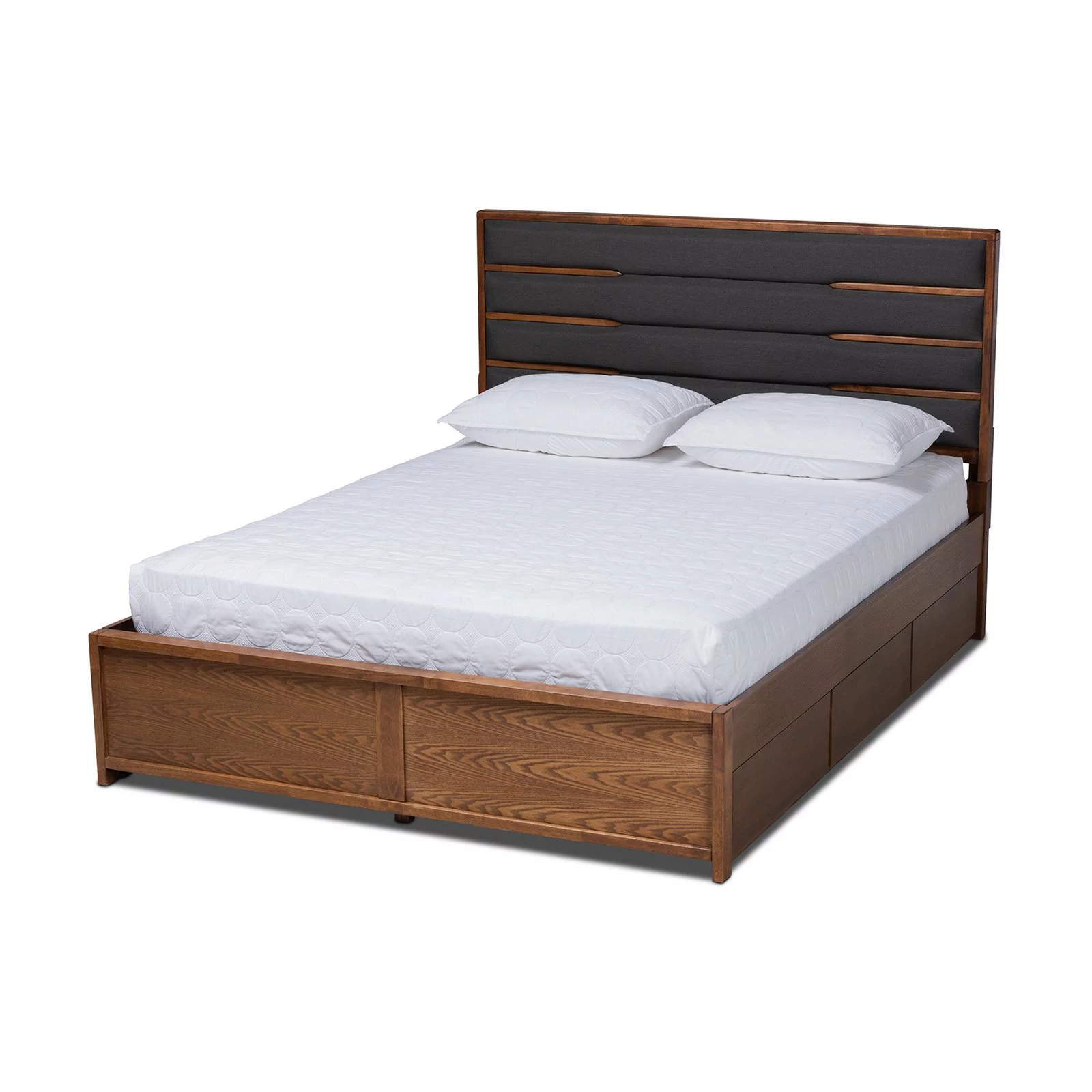 Baxton Studio Elin Queen Dark Gray Upholstered Brown Platform Bed