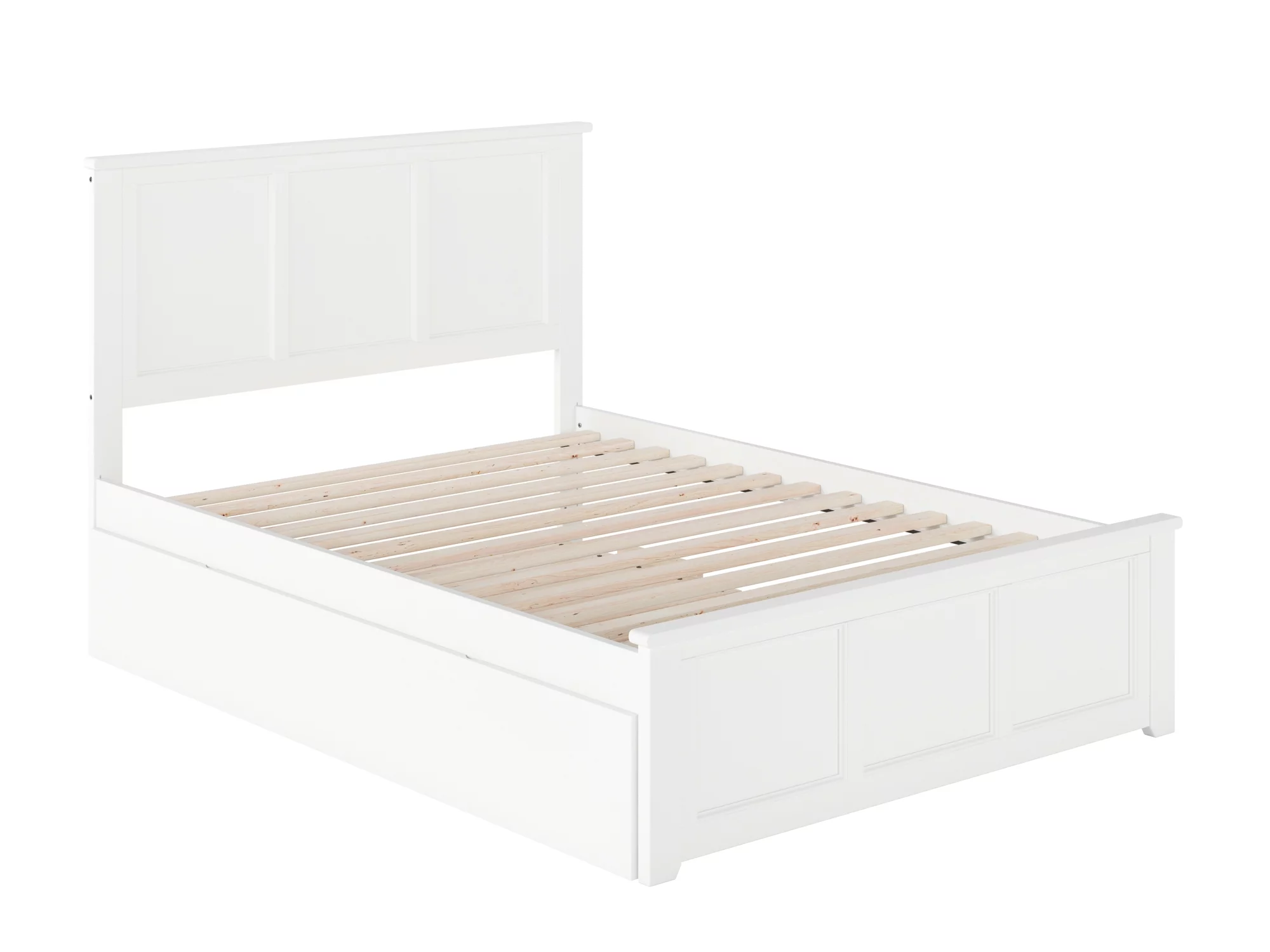 Madison Full Platform Bed with Matching Foot Board with Full Size Urban Trundle Bed in White