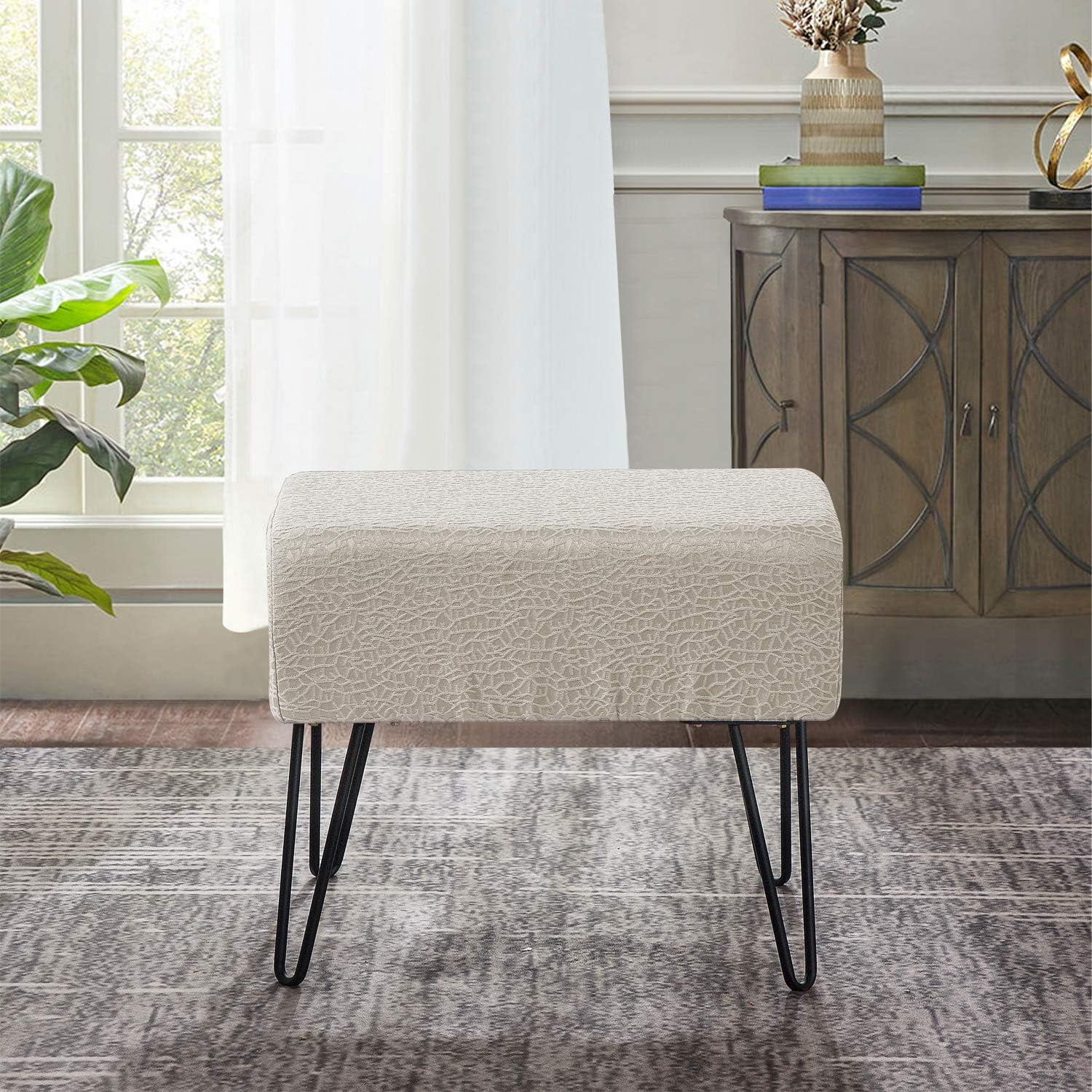 Grey Jacquard Ottoman, 19