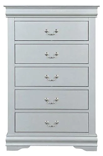 Acme Louis Philippe Chest with 5 Storage Drawers in Platinum