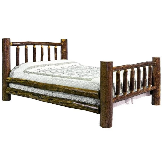 Montana Woodworks Glacier Country Collection Bed with Laser Engraved Bear, Queen