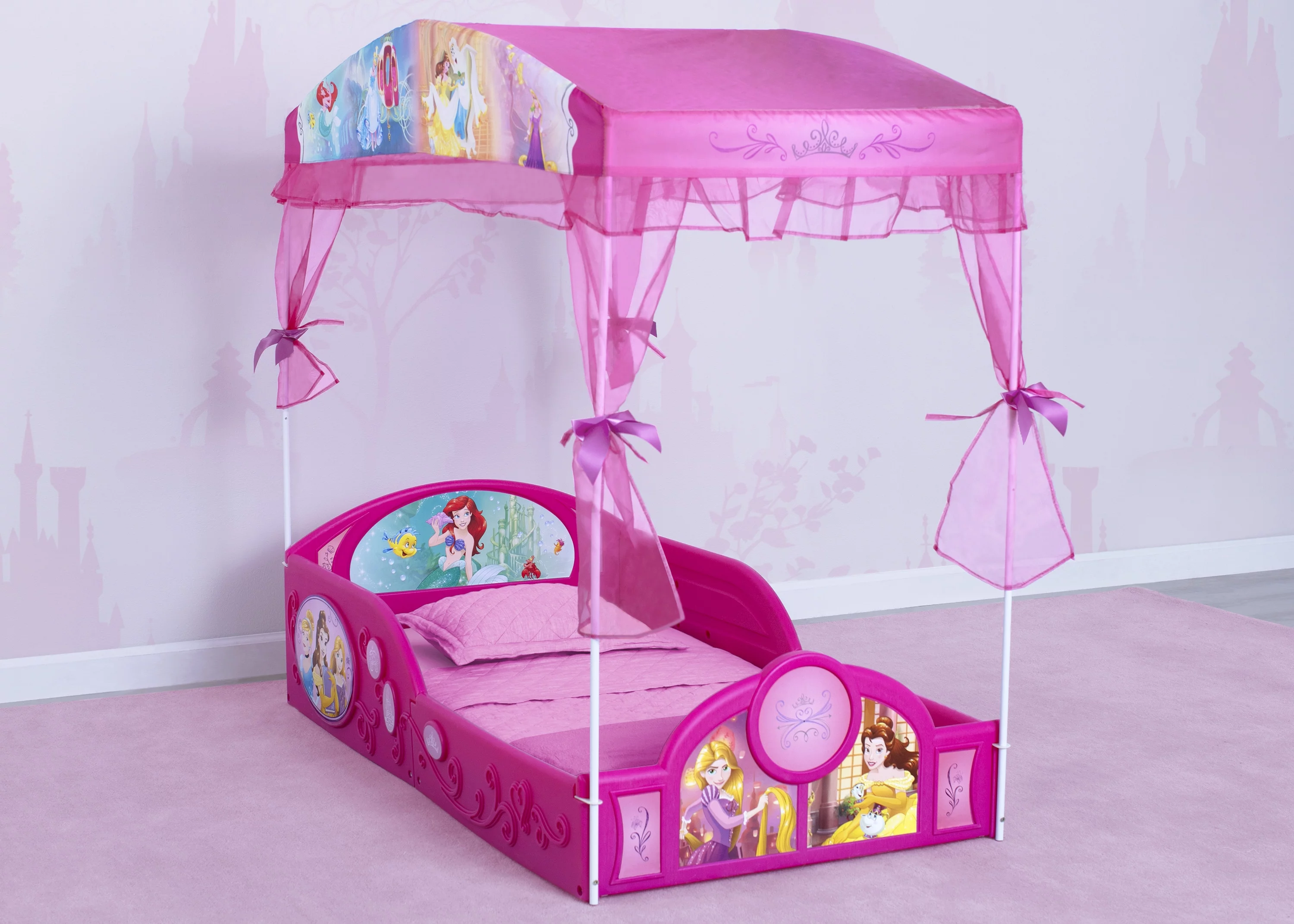 Disney Princess Kids Plastic Storage Toddler Bed, Pink