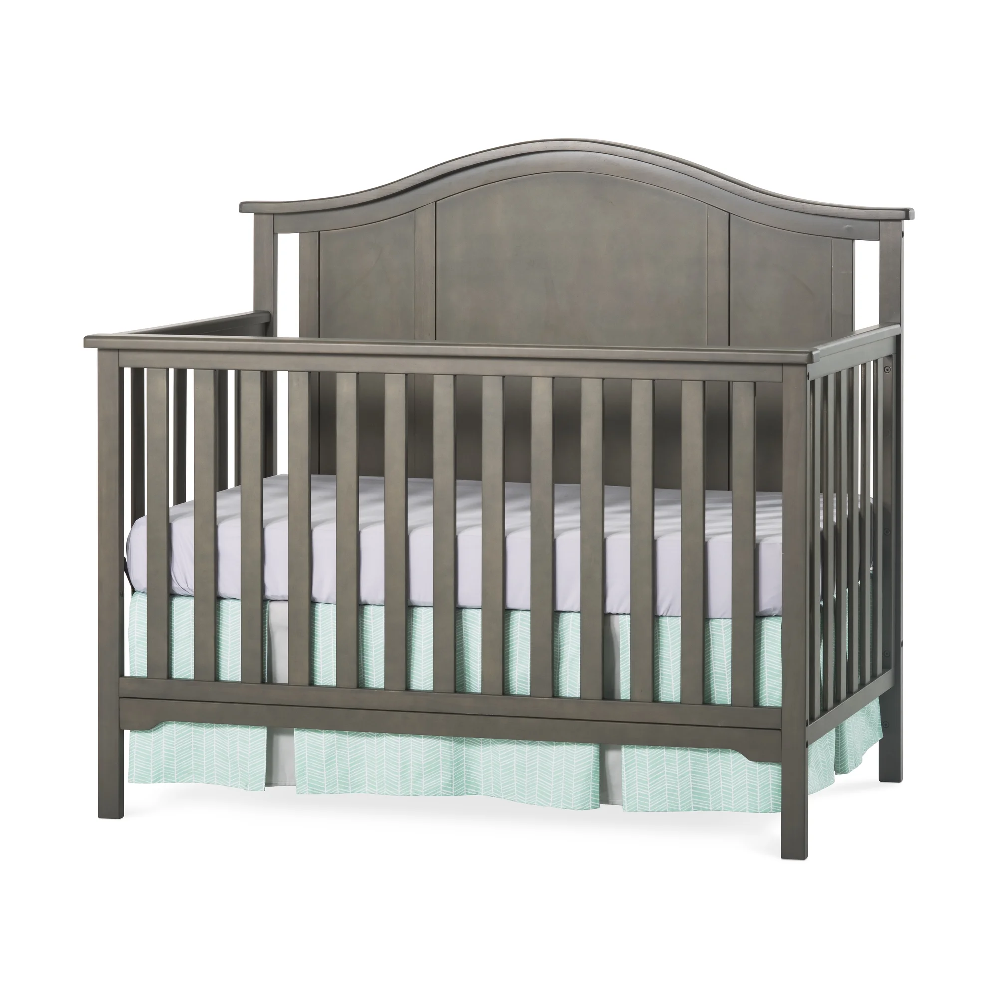 Child Craft Cottage Arch Top 3-Piece Nursery Set with 4-in-1 Convertible Crib, 3-Drawer Dresser, and Changing Table Topper (Dapper Gray)