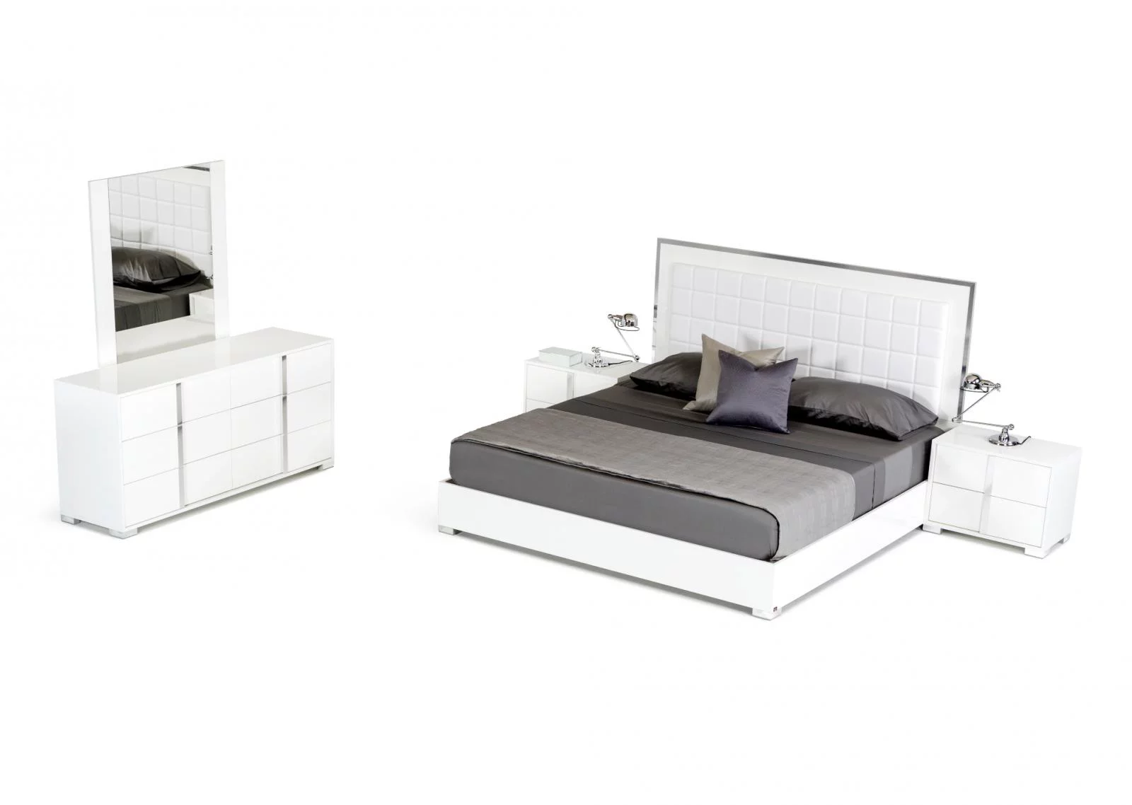 Modern White Glossy Finish Dresser Made In Italy VIG Modrest San Marino