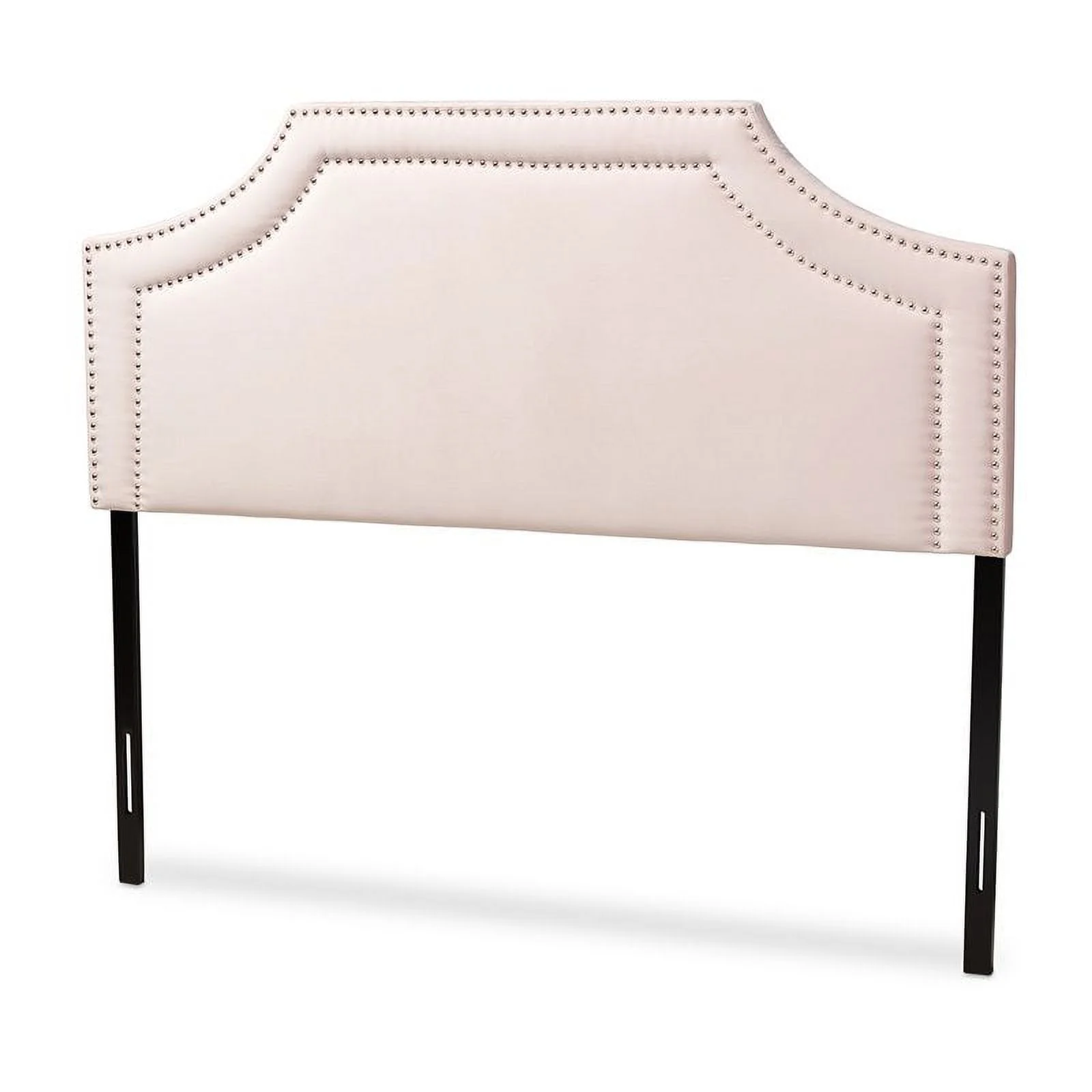 Bowery Hill Modern Velvet/Wood Full Headboard with Adjustable Legs in Light Pink