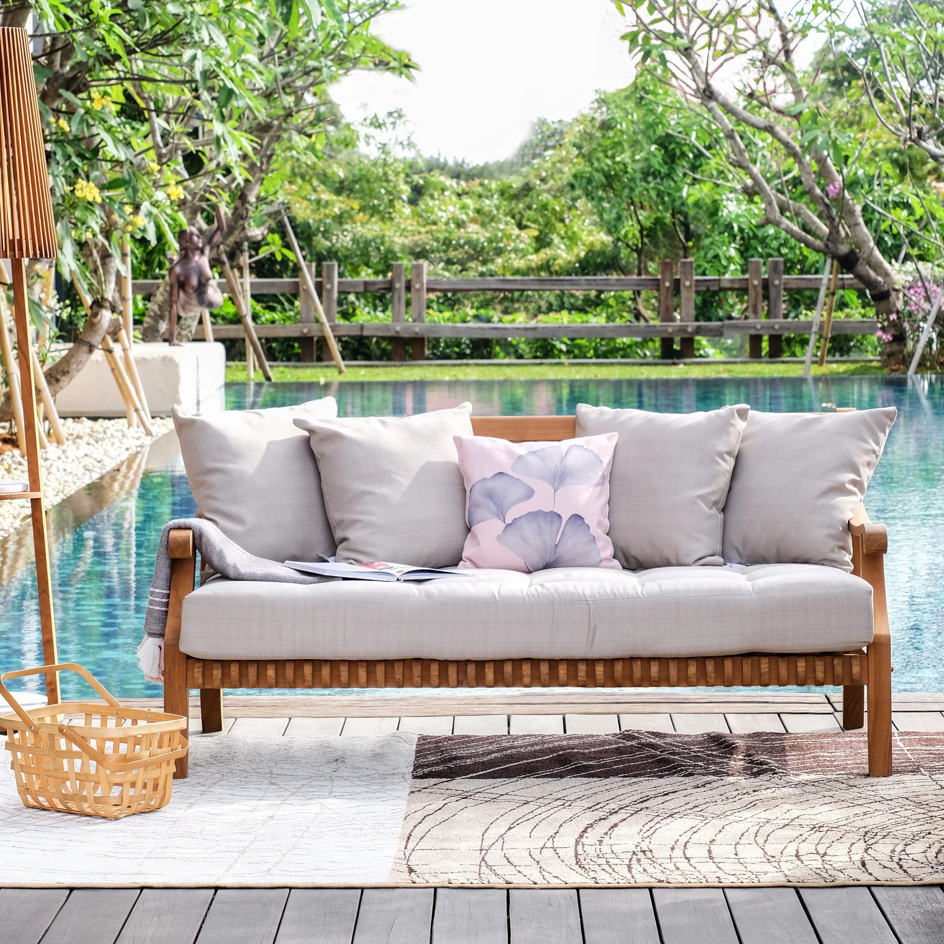 Cambridge Casual  Chara Teak Outdoor Daybed with Cushion