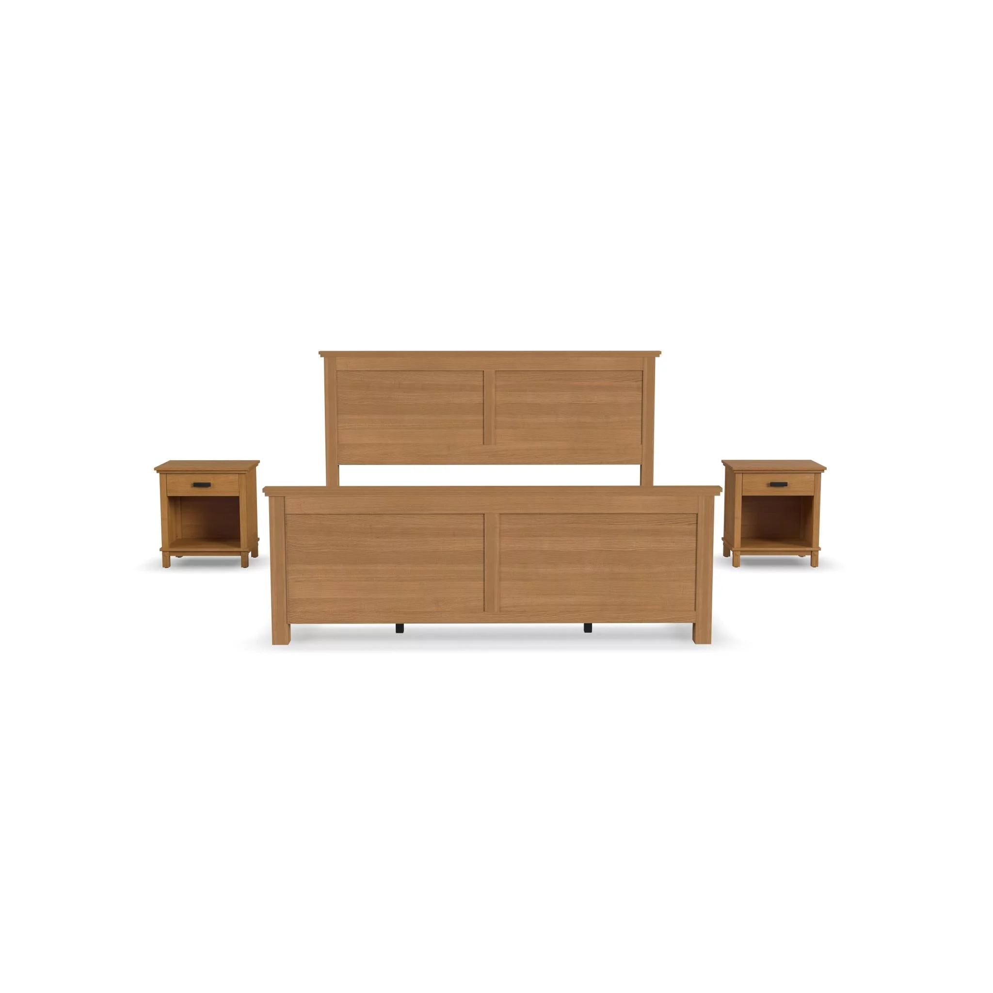Homestyles Oak Park 3-Piece Wood King Bedroom Sets with 2 Nightstand in Brown
