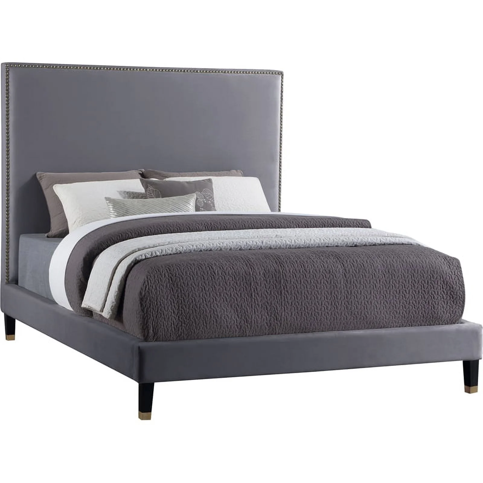 Meridian Furniture Harlie Gray Velvet King Bed