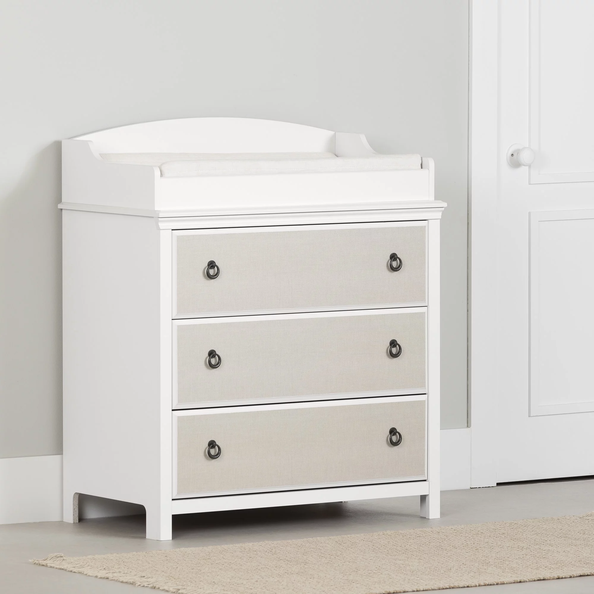 South Shore Cotton Candy, Coastal Changing table, Narrow White