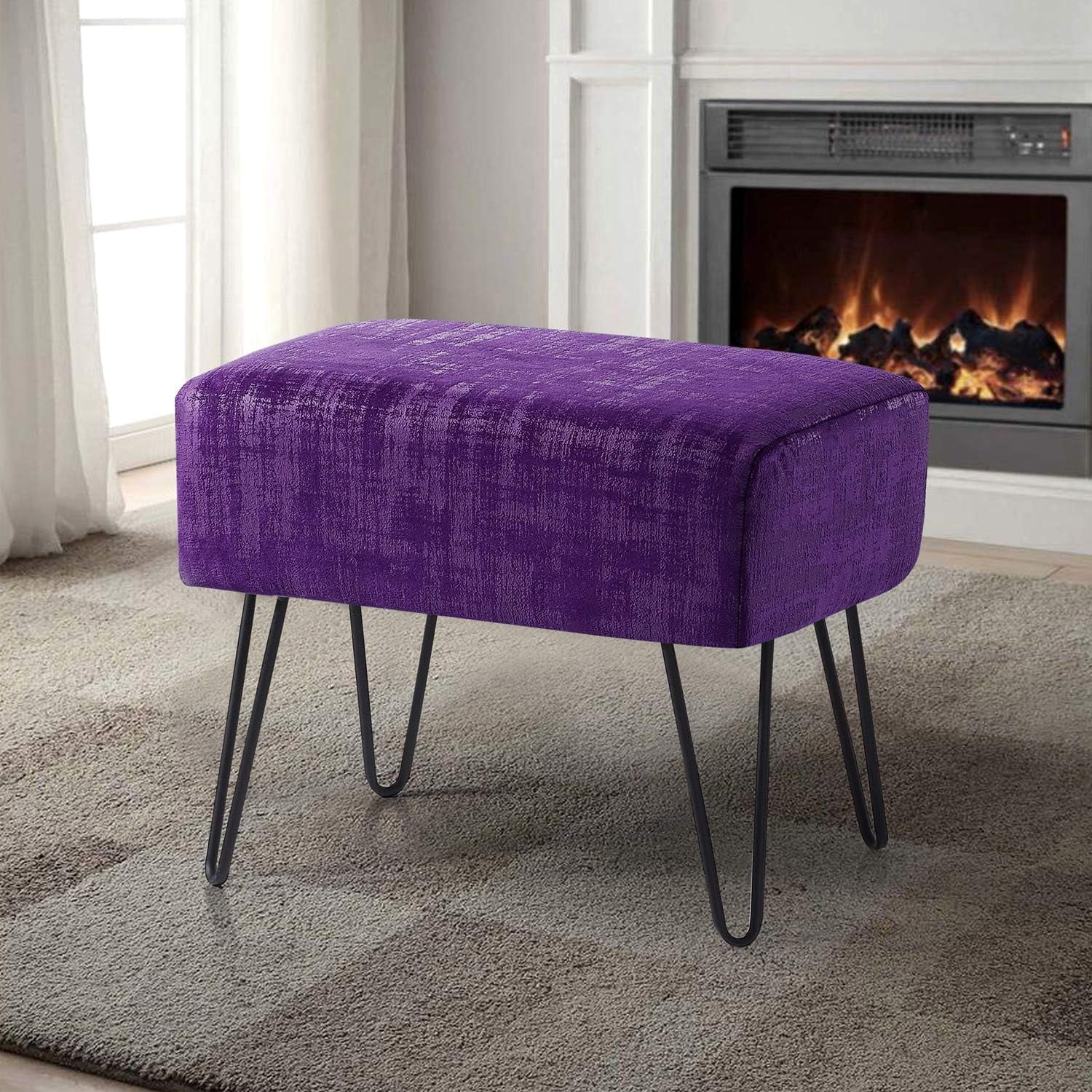 Textured Velvet Ottoman, 19