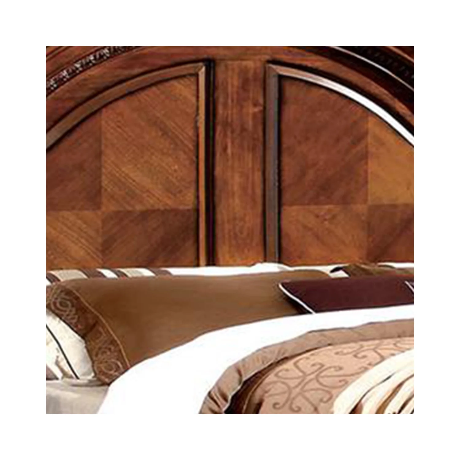 Camelback Headboard California King Bed with Paneled Details Brown
