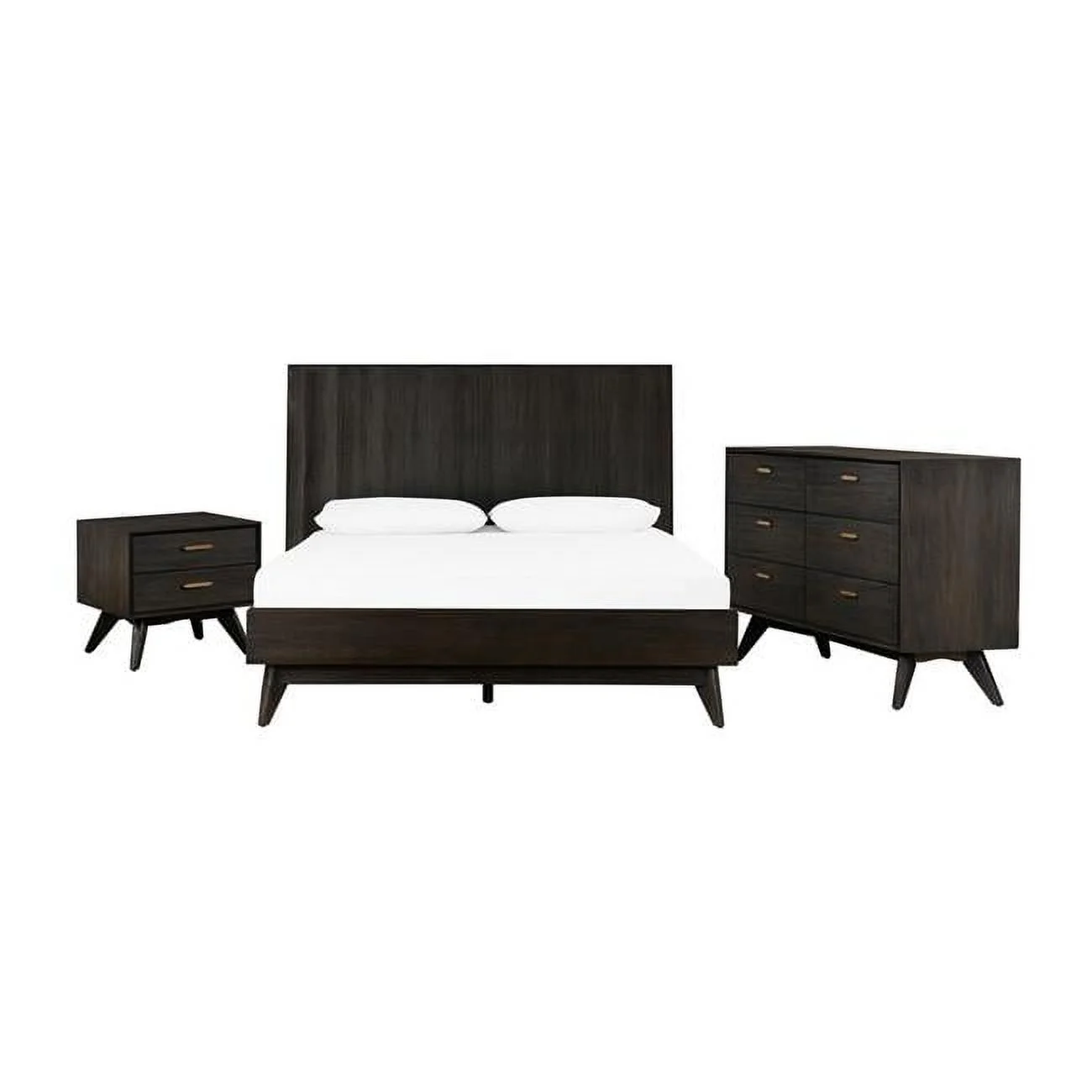 Baly Acacia Bedroom Set with Dresser & Nightstands, King Size - 4 Piece