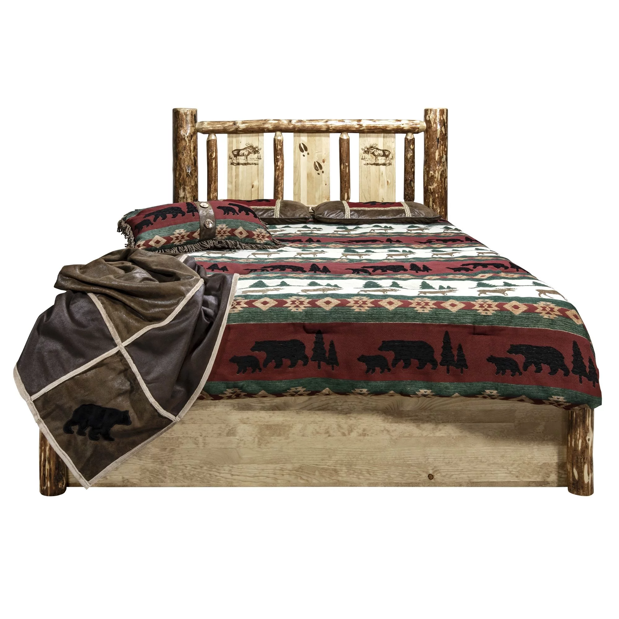 Montana Woodworks Glacier Country Wood Twin Platform Bed with Storage in Brown