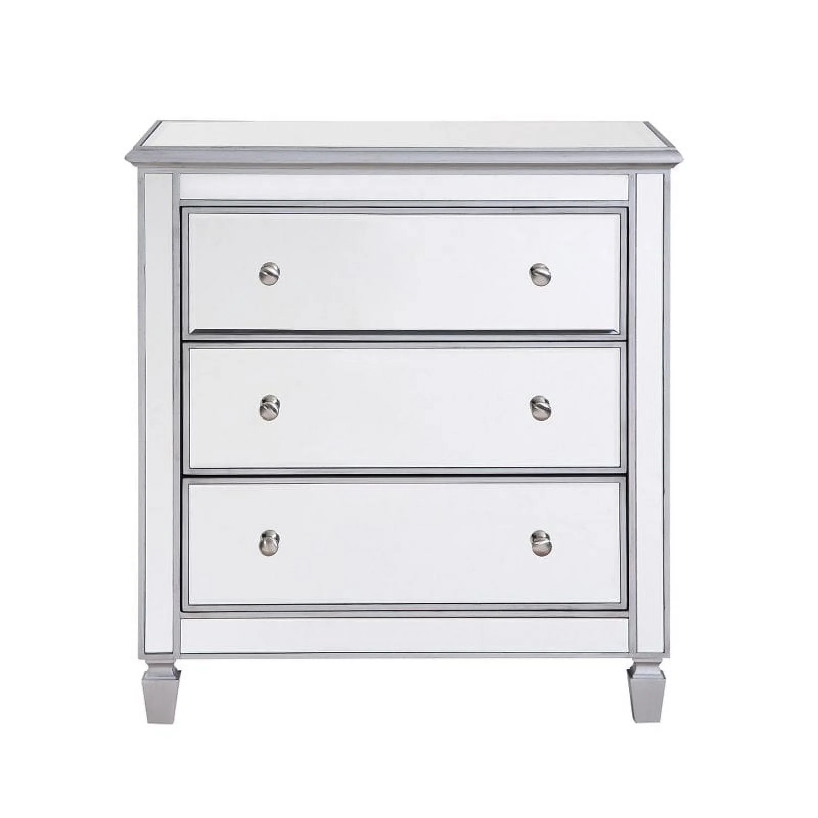 Beaumont Lane Modern 3-Drawer Solid Wood/MDF Chest in Silver